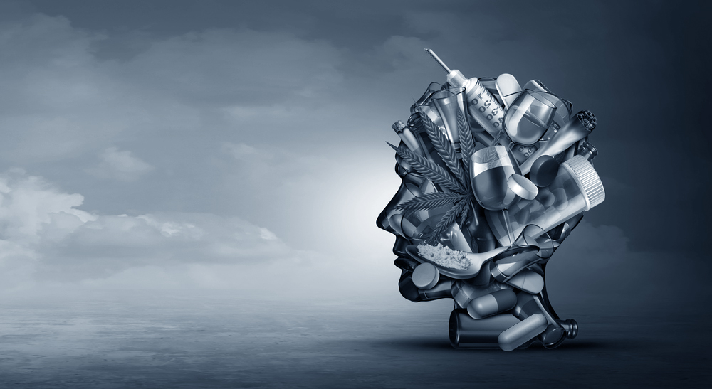 Alcohol and drug addiction concept